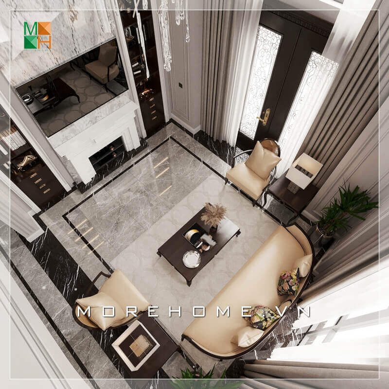 Mẫu thiết kế đẹp cho không gian phòng khách của các căn hộ cao cấp như biệt thự, penthouse, chung cư và nhà phố tân cổ điển.